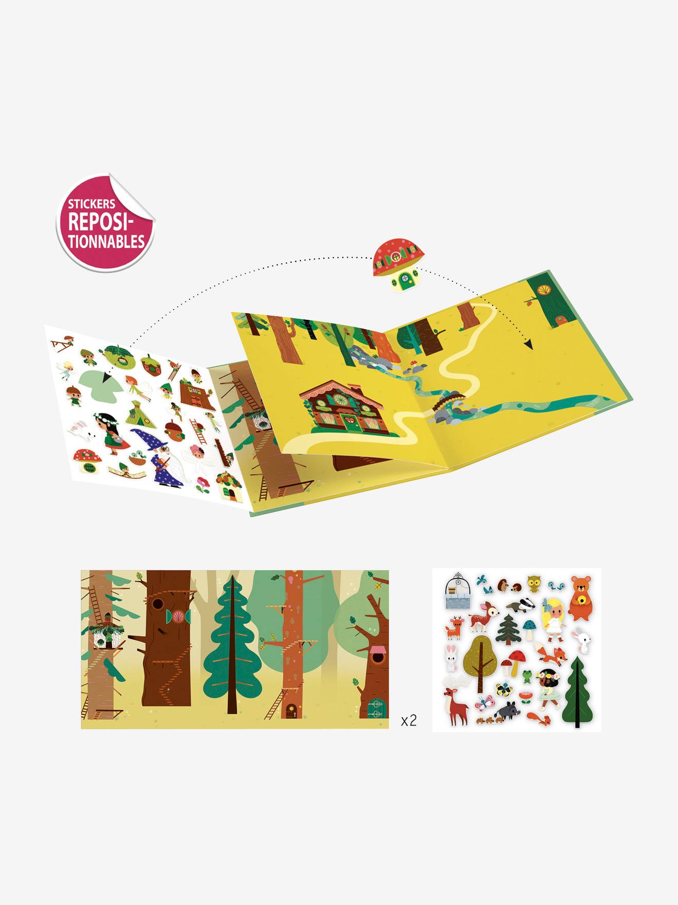 Stickers repositionnables la forêt magique multicolore