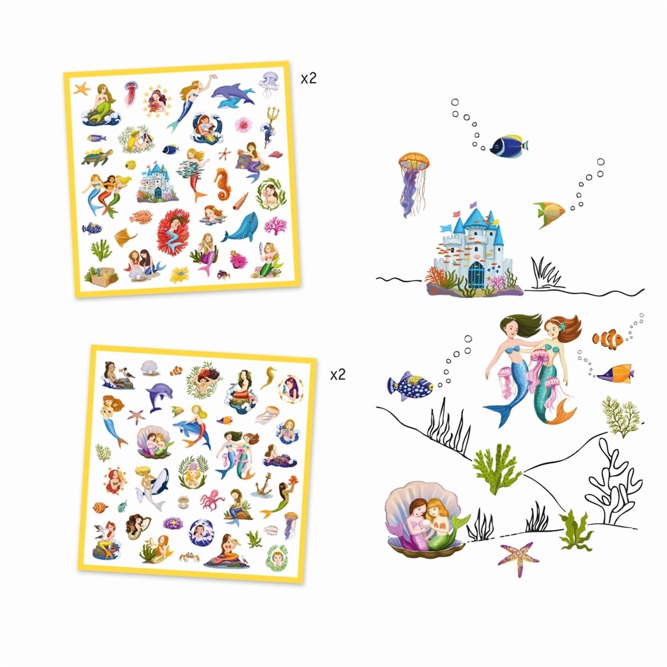 Stickers sirènes multicolore