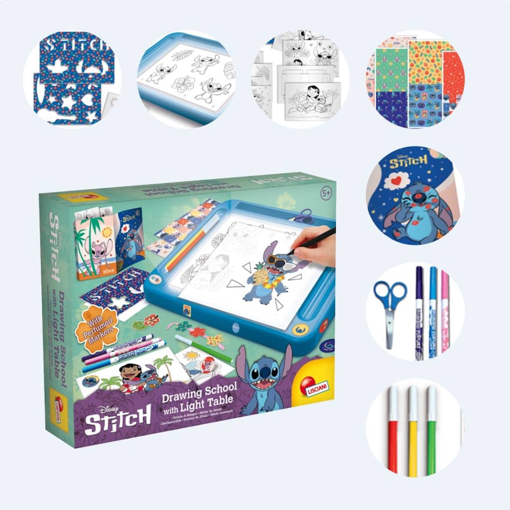 Stitch école de dessins avec table lumineuse multicolore