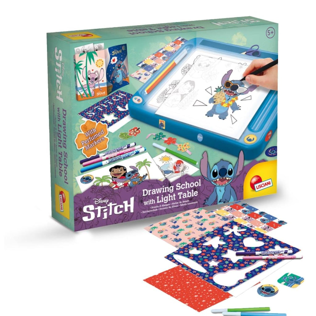 Stitch école de dessins avec table lumineuse multicolore