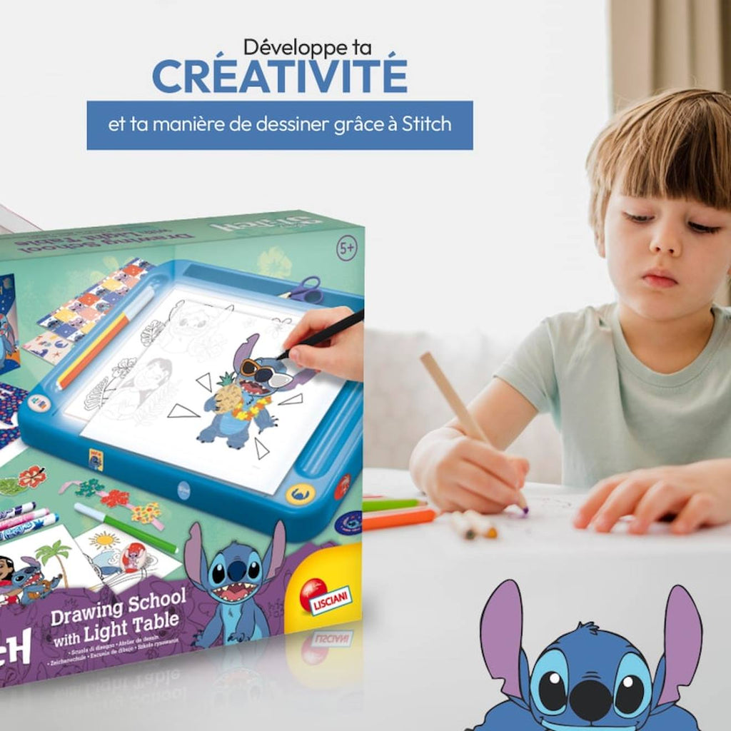 Stitch école de dessins avec table lumineuse multicolore