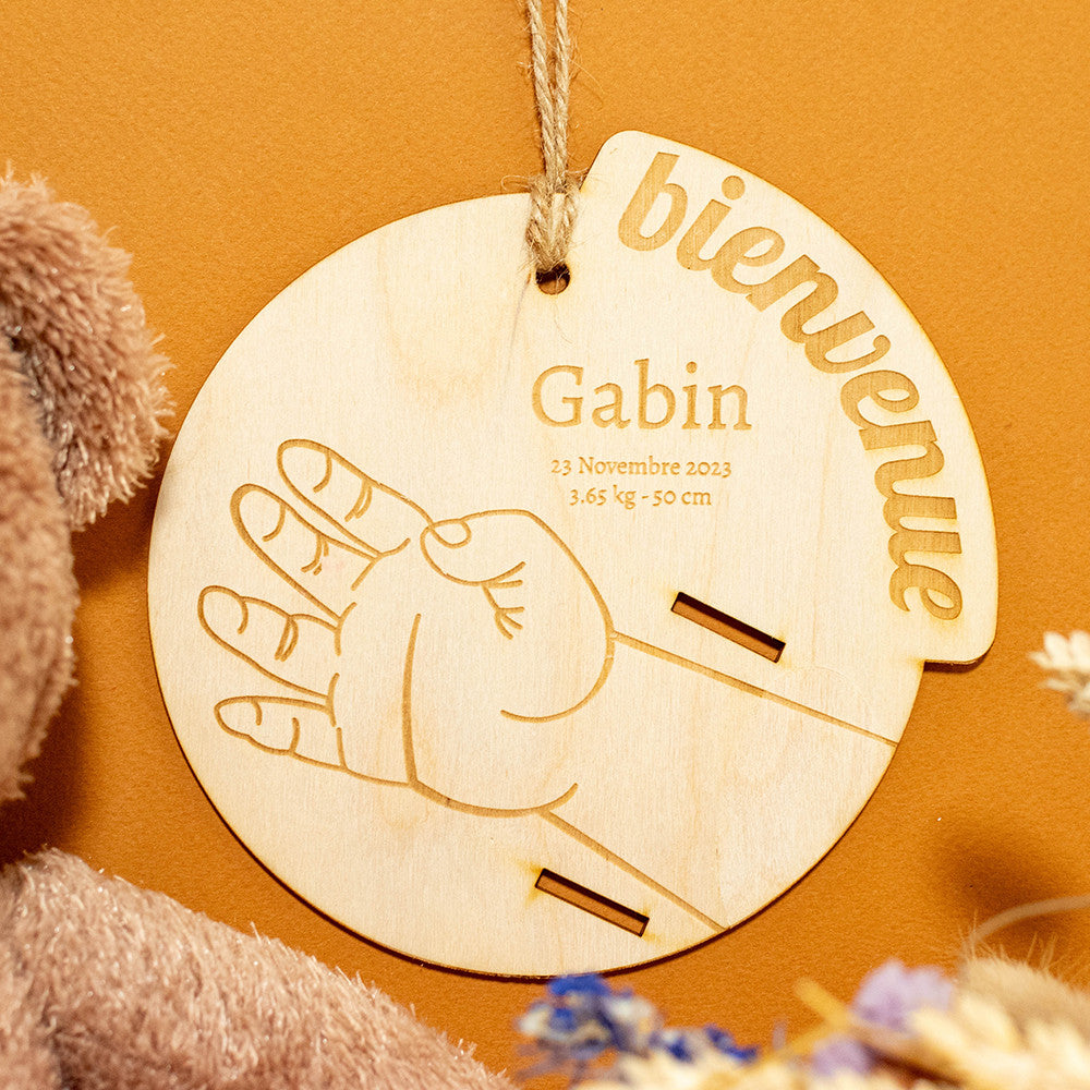 Support en Bois pour Bracelet de Naissance à Personnaliser - Accessoires Bébé Personnalisés
