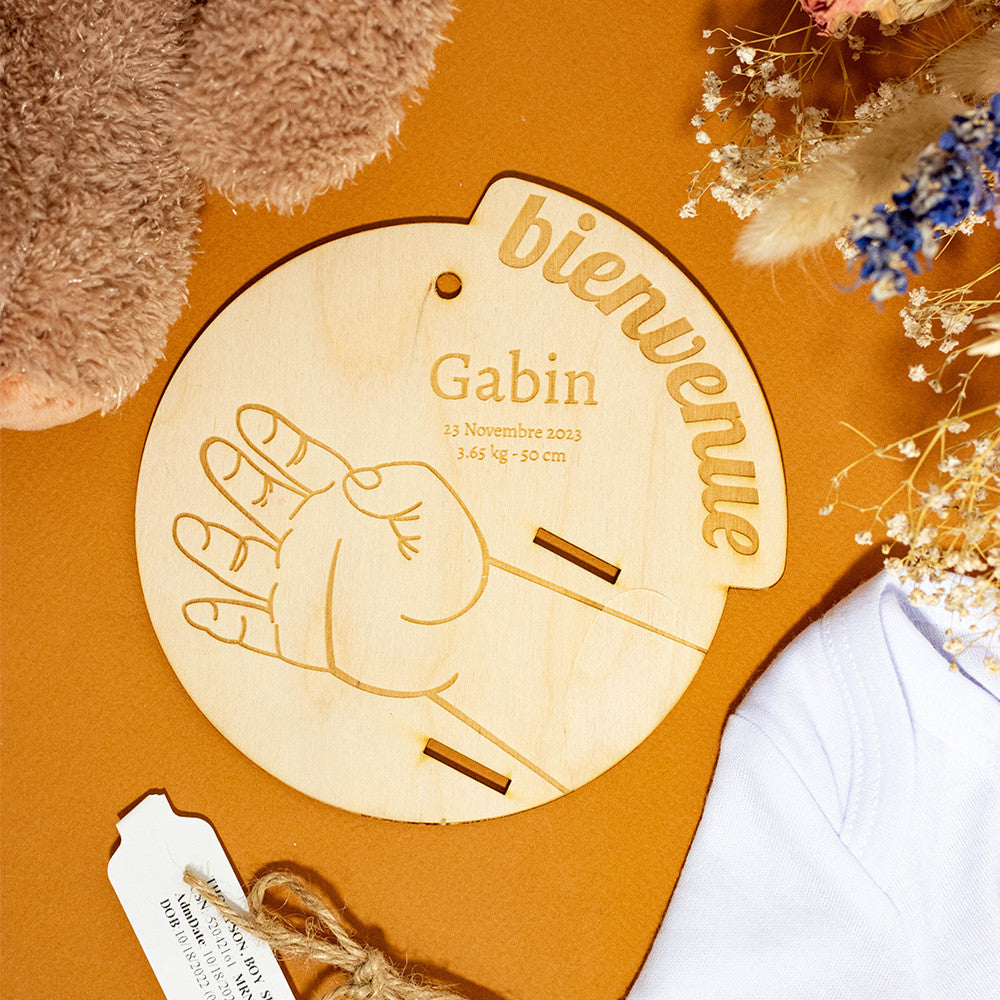 Support en Bois pour Bracelet de Naissance à Personnaliser - Accessoires Bébé Personnalisés