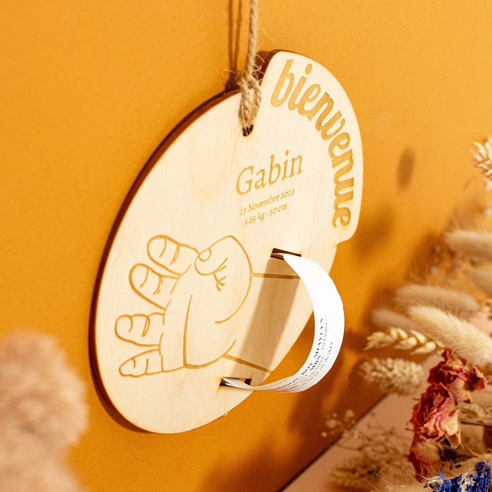 Support en Bois pour Bracelet de Naissance à Personnaliser - Accessoires Bébé Personnalisés