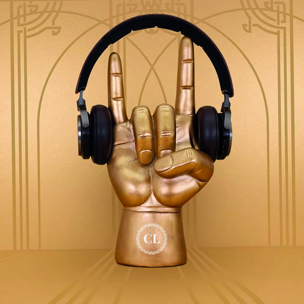 Support de Casque Main Rock Initiales à Personnaliser - Objet Déco Original