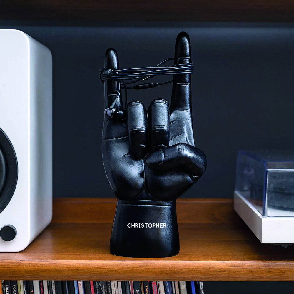 Support de Casque Main Rock Prénom à Personnaliser - Objet Déco Original