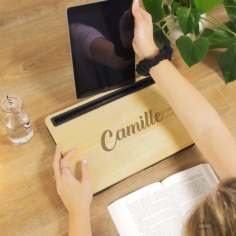 Support Tablette Microbilles Prénom à Personnaliser - Fourniture de Bureau Originale