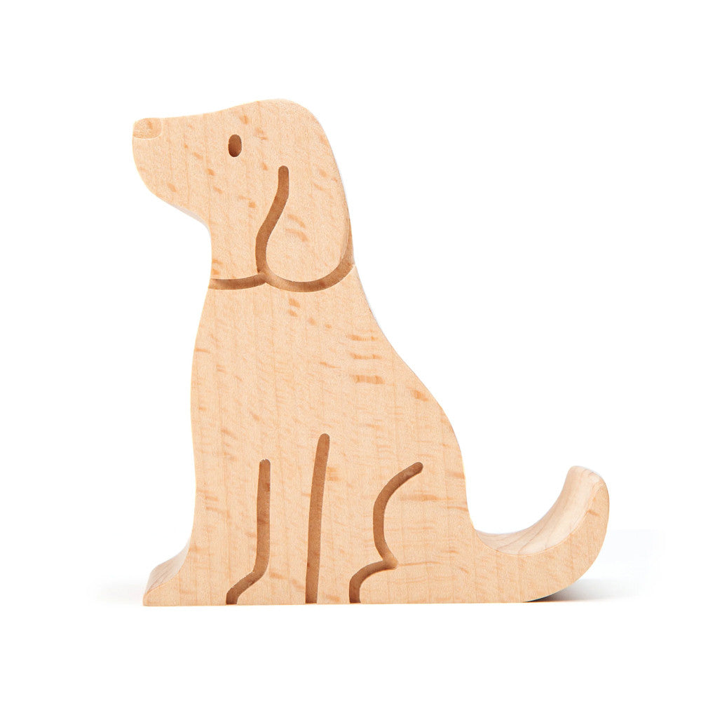 Support Téléphone en Bois Chien - Fourniture de Bureau Originale