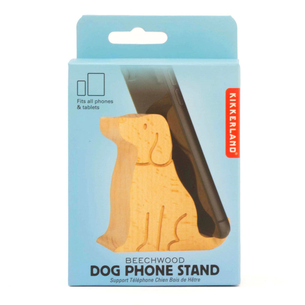 Support Téléphone en Bois Chien - Fourniture de Bureau Originale