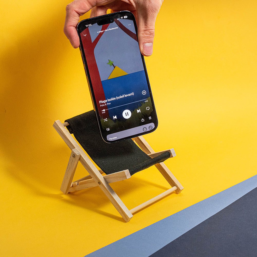 Support Téléphone Pliable Chaise Longue Transat Noir - Support Téléphone