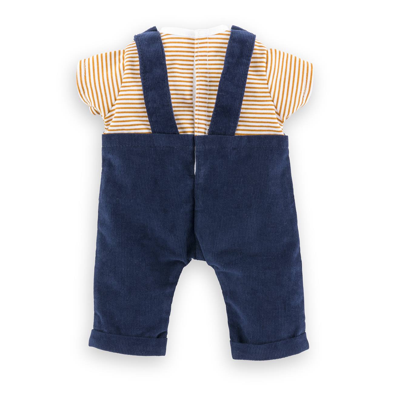 T-shirt et salopette marine pour poupon 30 cm bleu