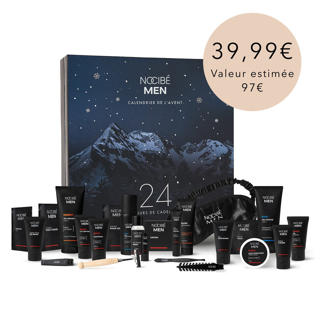 Calendrier de l'Avent Nocibé Men 2026, 24 cases de soins homme