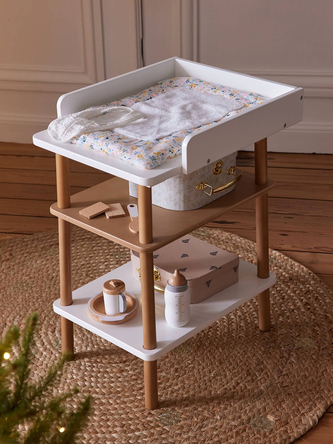 Table à langer poupée en bois FSC blanc