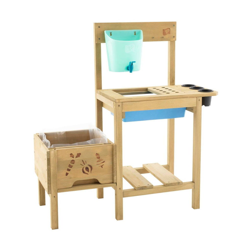 Table à rempoter pour enfant petit jardinier bois FSC marron - bleu - noir