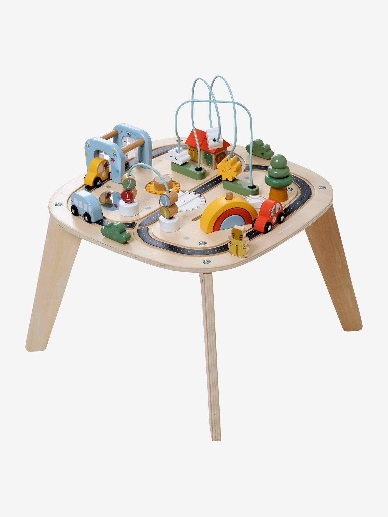 Table d'activités circuit de voitures en bois FSC beige