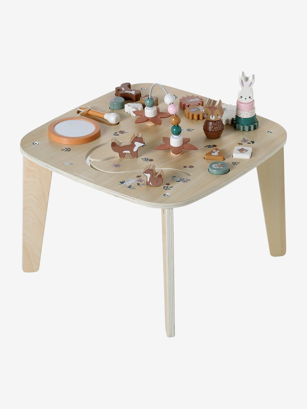 Table d'activités en bois FSC rétro flower