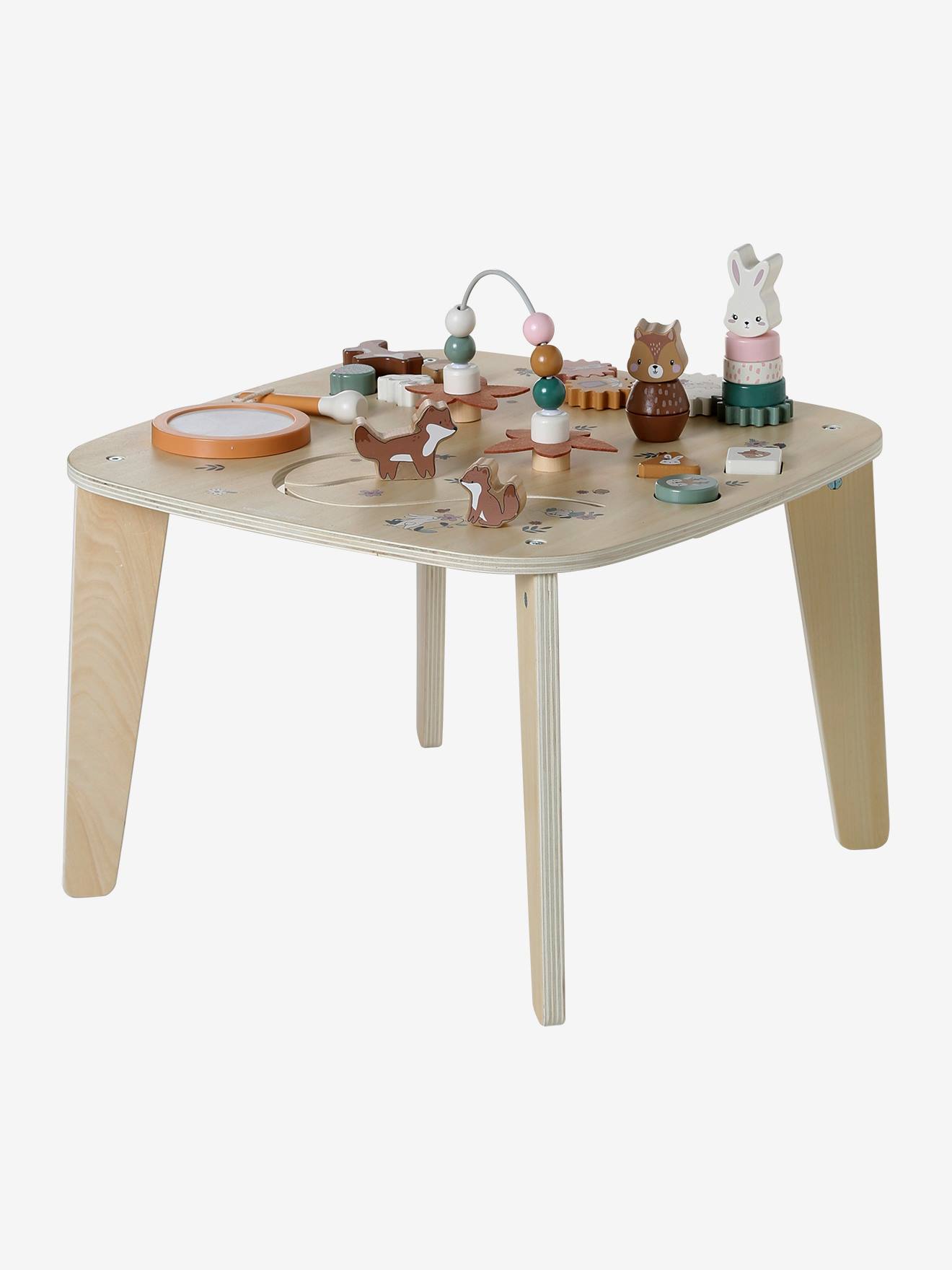 Table d'activités en bois FSC rétro flower