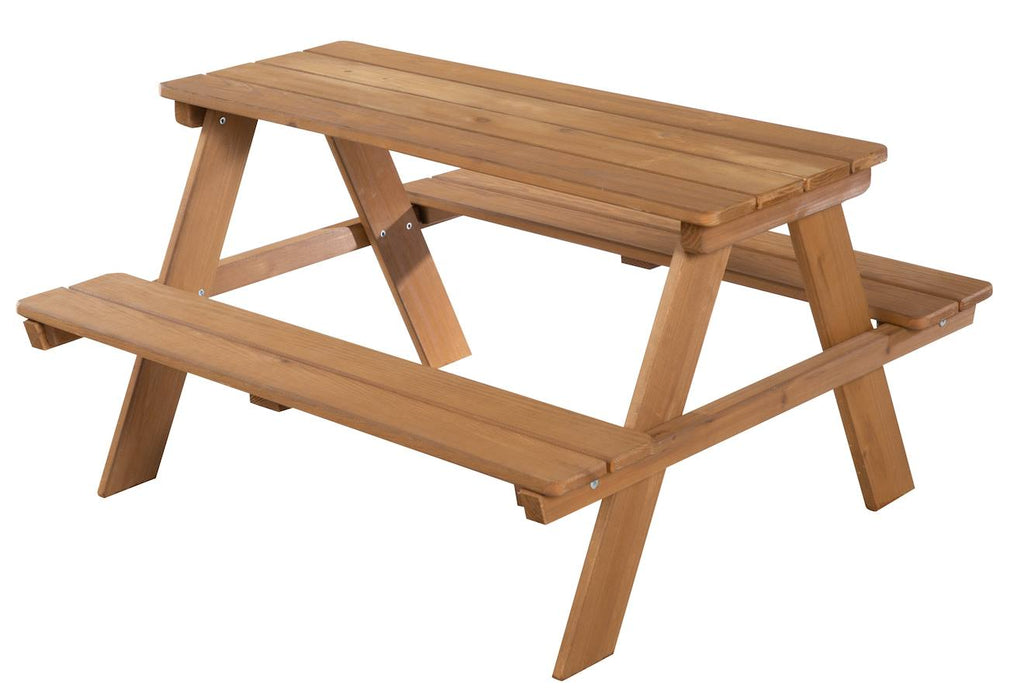 Table pique-nique en bois massif 4 places + 2 coussins teck / motif étoiles