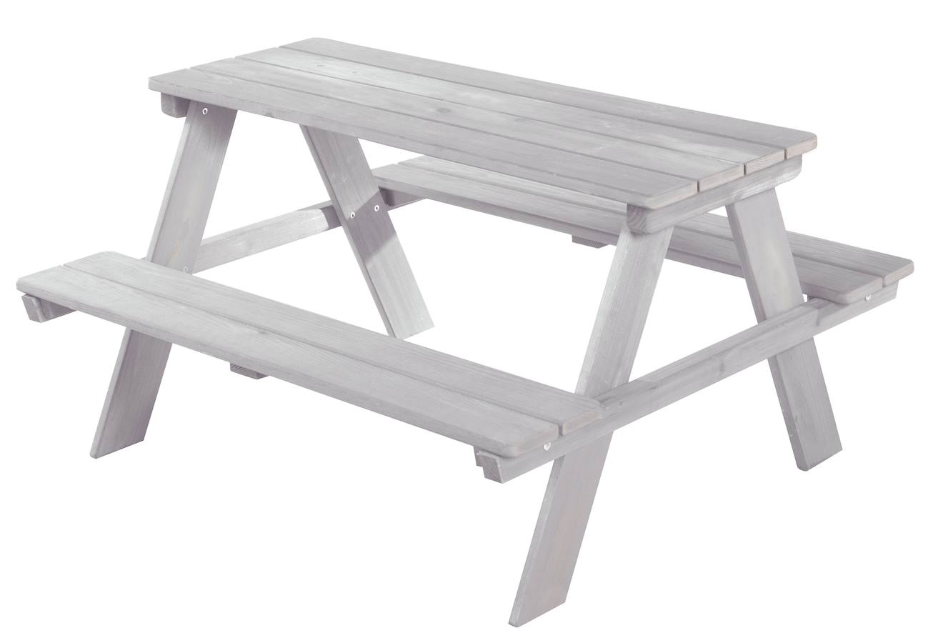 Table pique-nique en bois massif 4 places + 2 coussins gris / motif étoiles