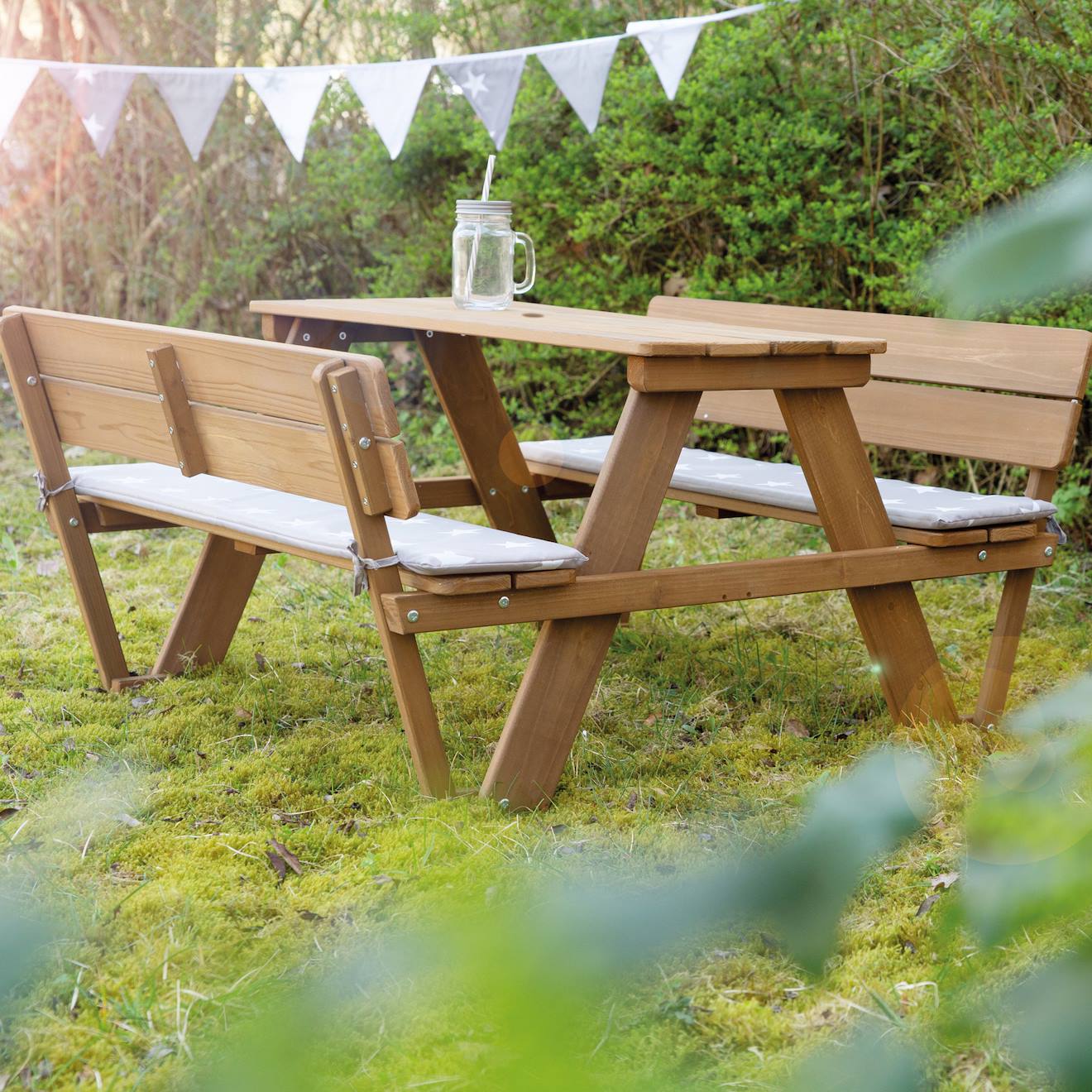Table pique-nique en bois massif 4 places teck