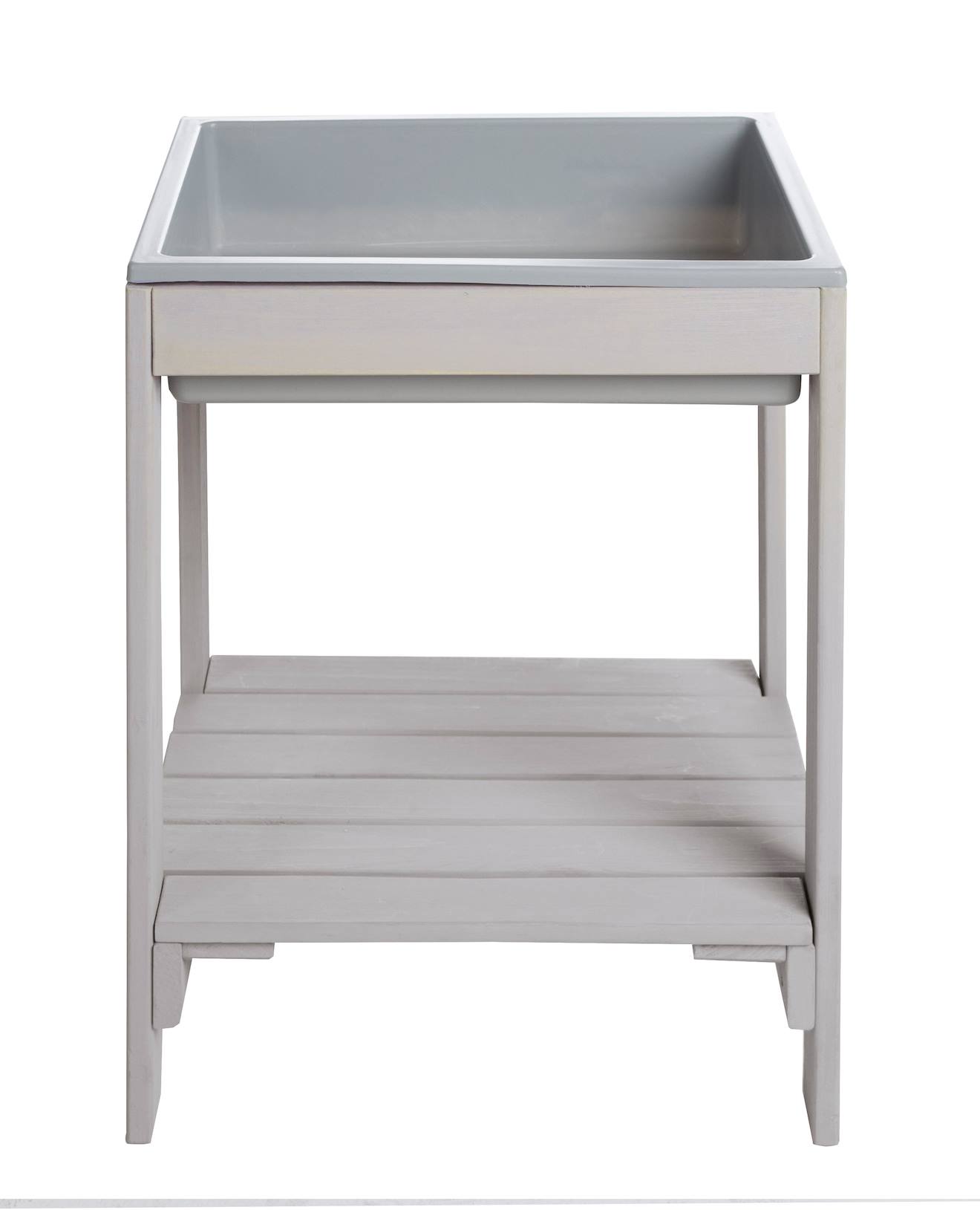 Table sable et eau minimaliste en bois massif gris