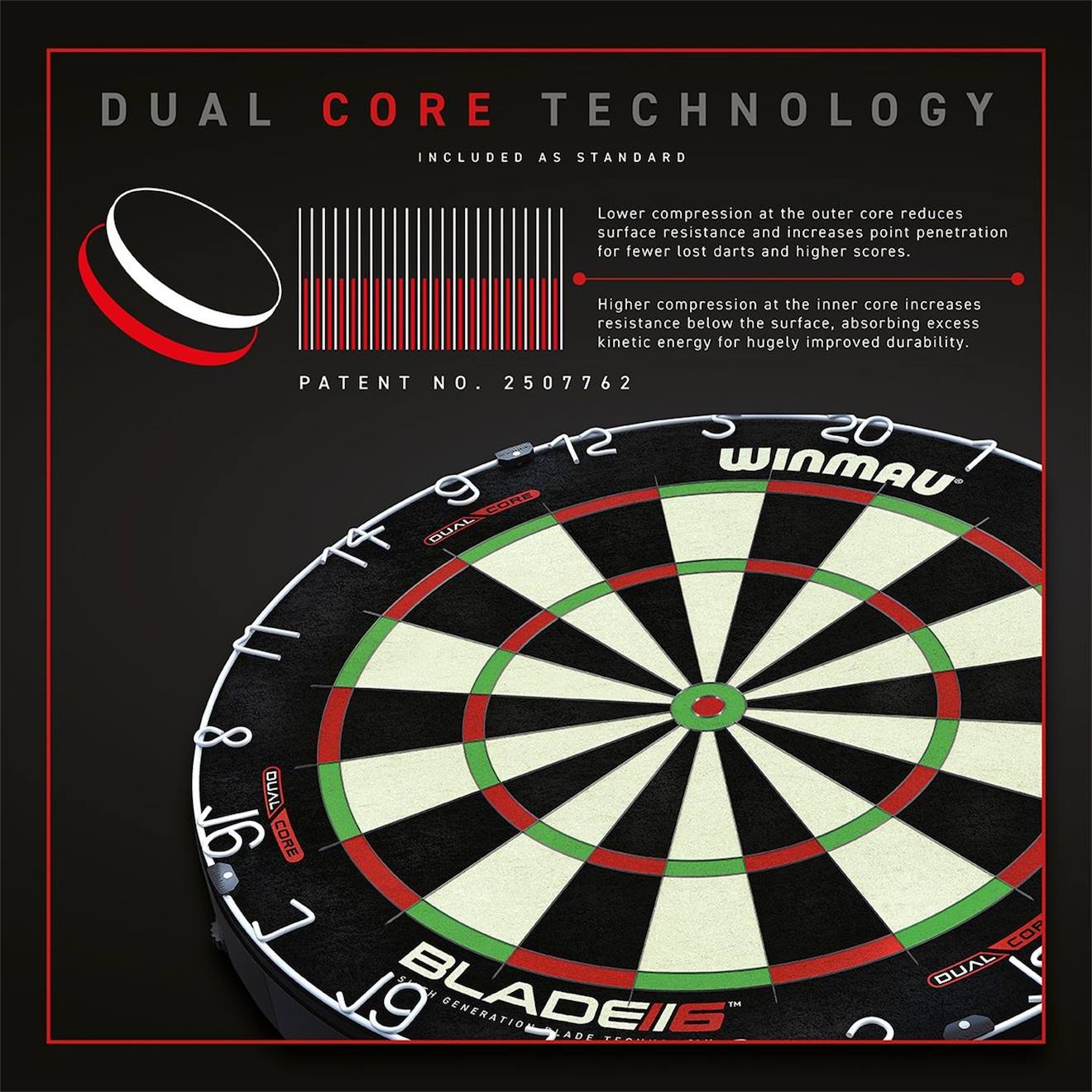 Tableau de fléchettes blade 6 dual core winmau noir