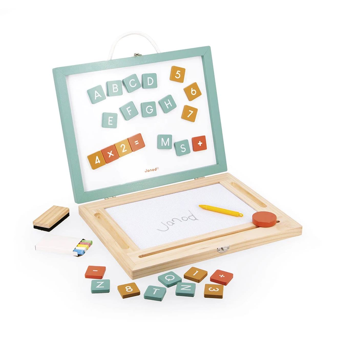 Tableau en bois 4 en 1, 49 accessoires vert