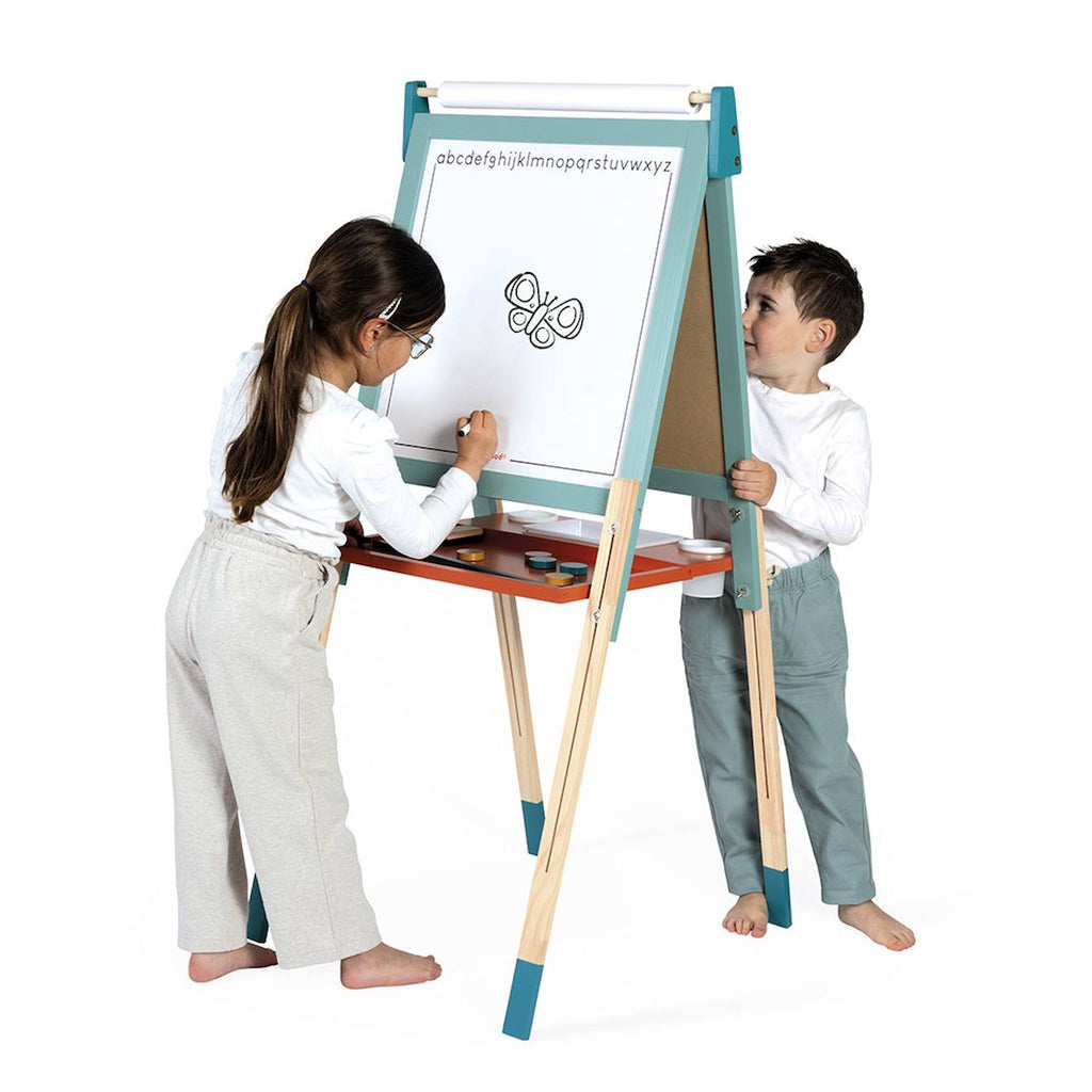 Tableau magnétique en bois double face bleu