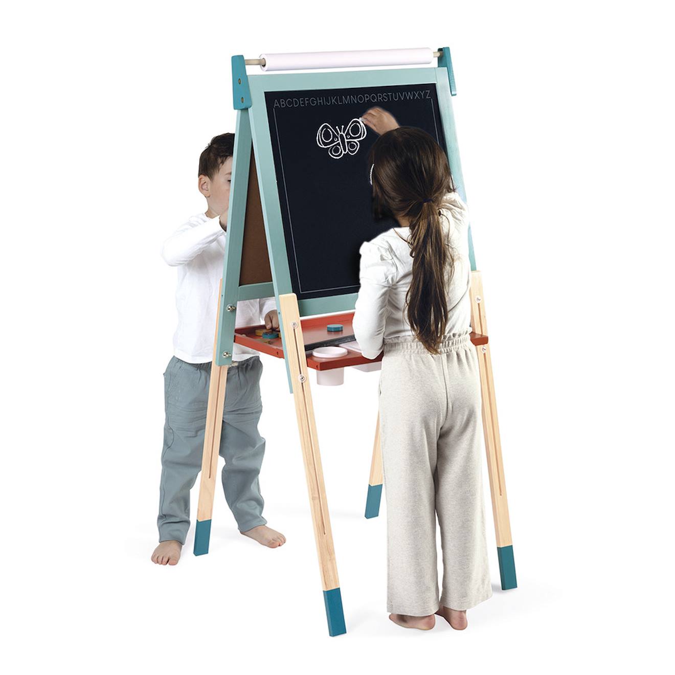 Tableau magnétique en bois double face bleu