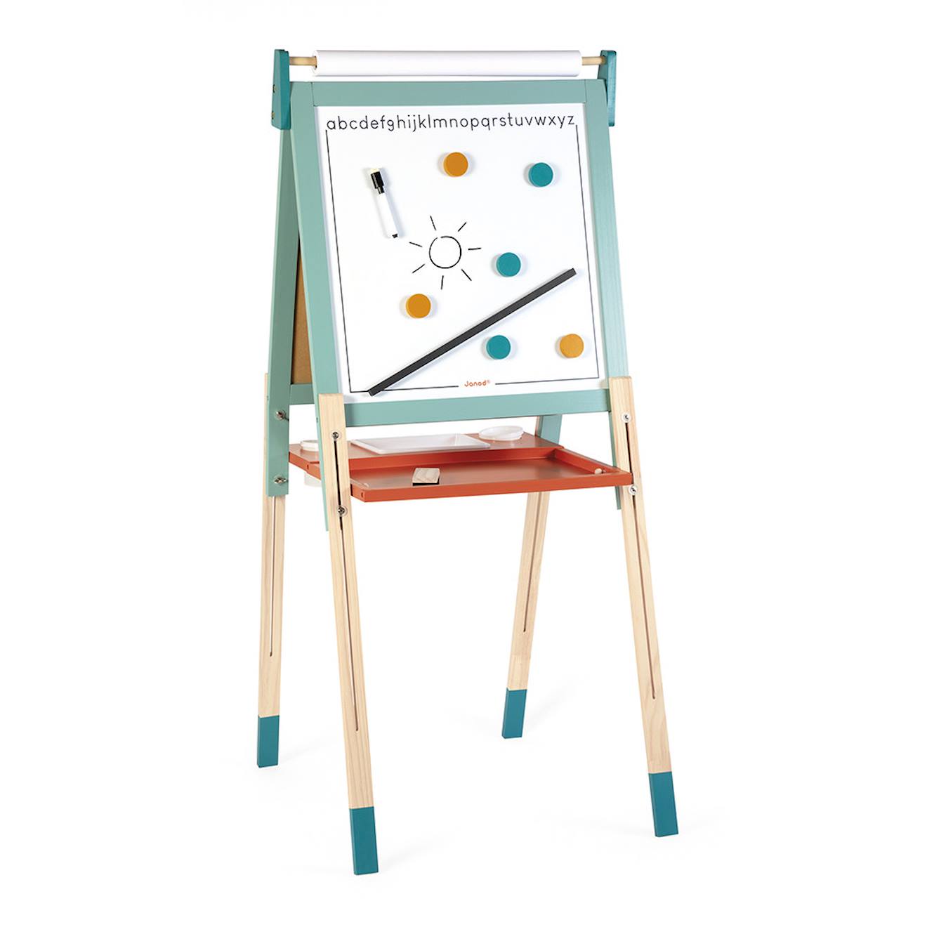Tableau magnétique en bois double face bleu