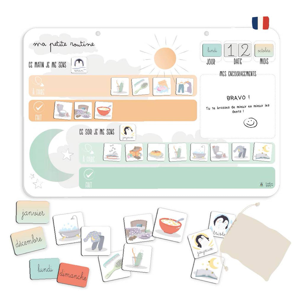 Tableau magnétique routine enfant dès 3 ans blanc