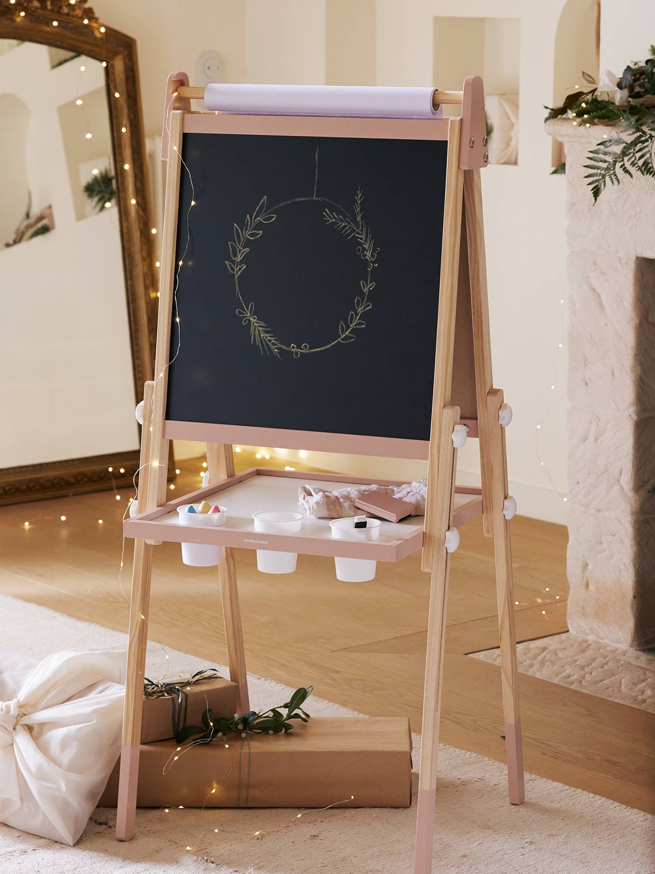 Tableau pliable et réglable en hauteur 3 en 1 en bois FSC rose