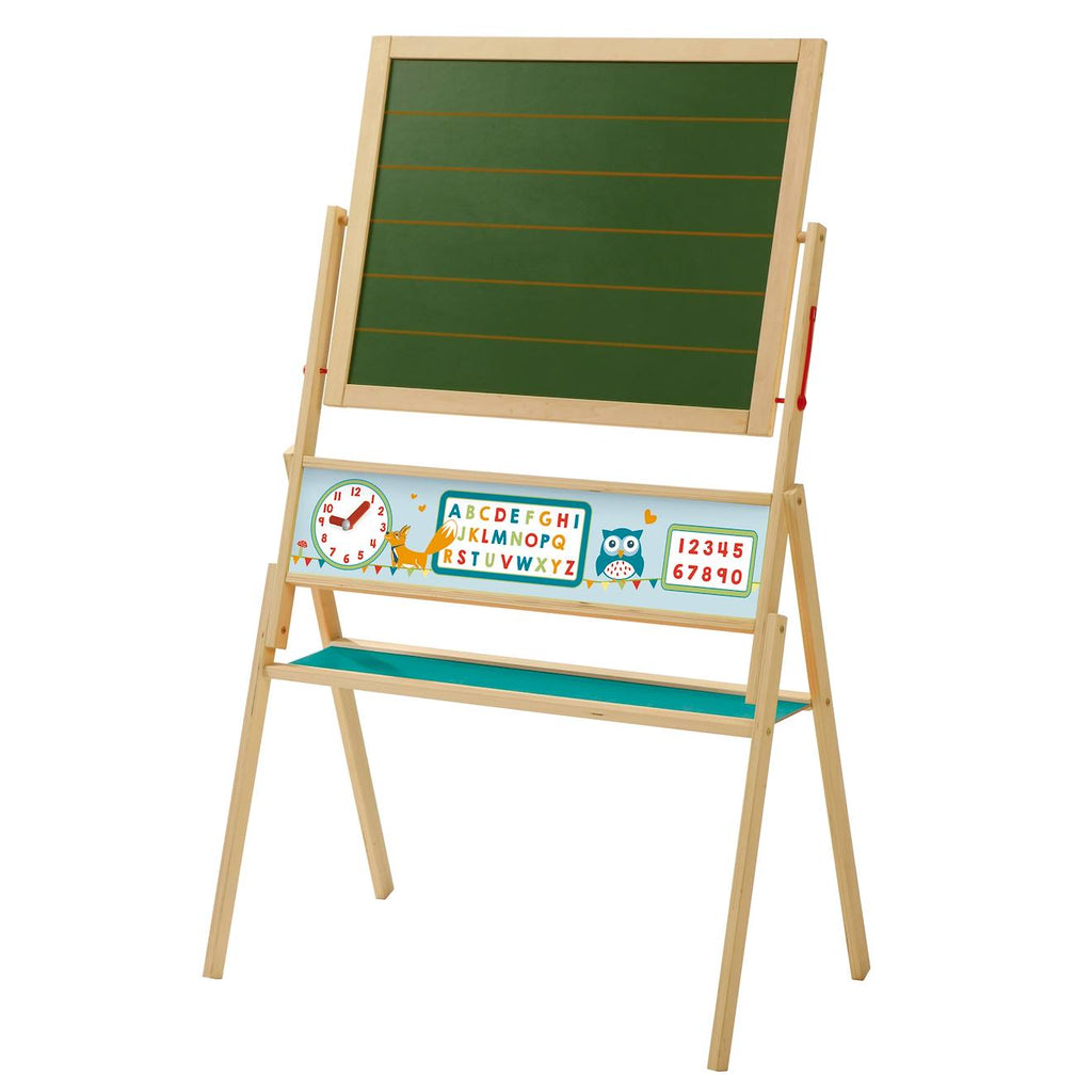 Tableau rotatif double face craie et magnétique abc eule vert / naturel