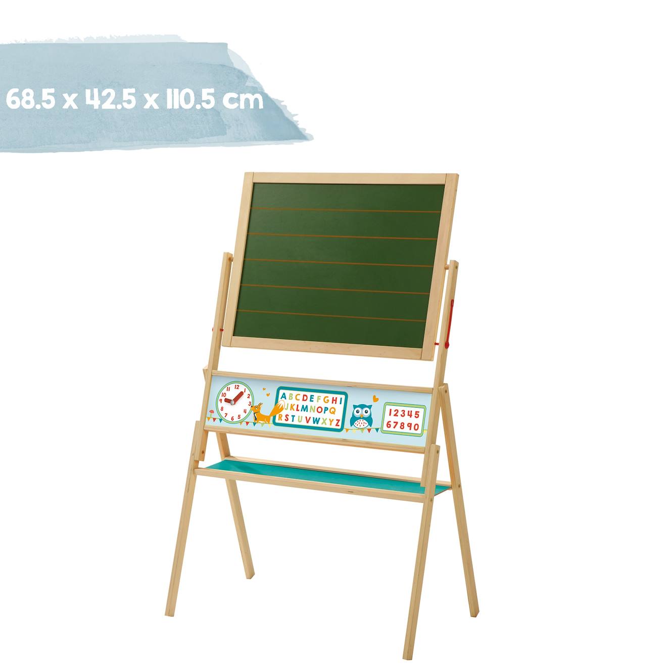 Tableau rotatif double face craie et magnétique abc eule vert / naturel