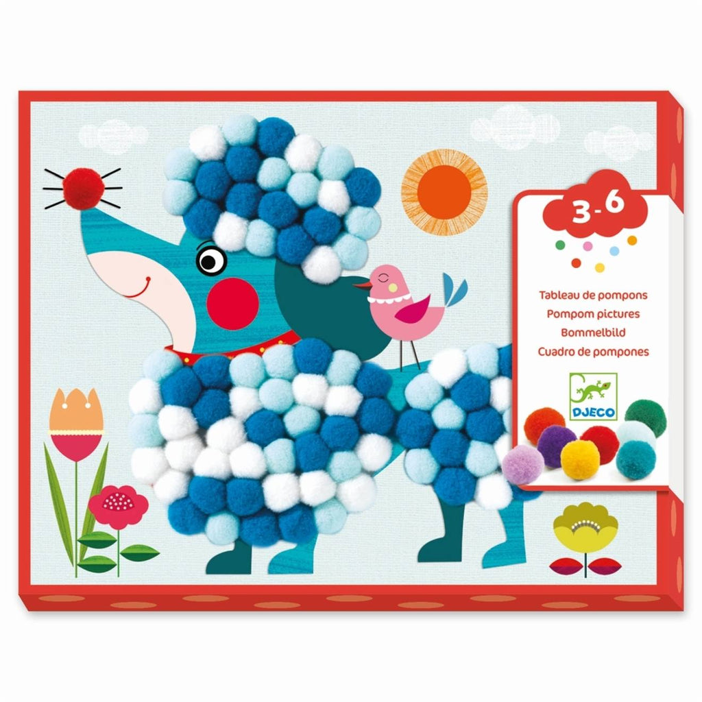 Tableaux de pompons chiens à caresser multicolore