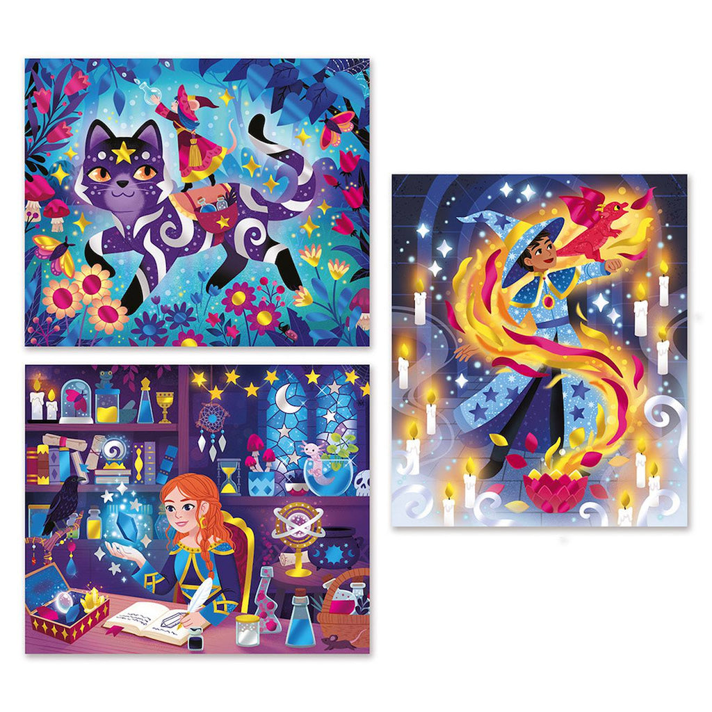 Tableaux dorure thème magie - magic school multicolore