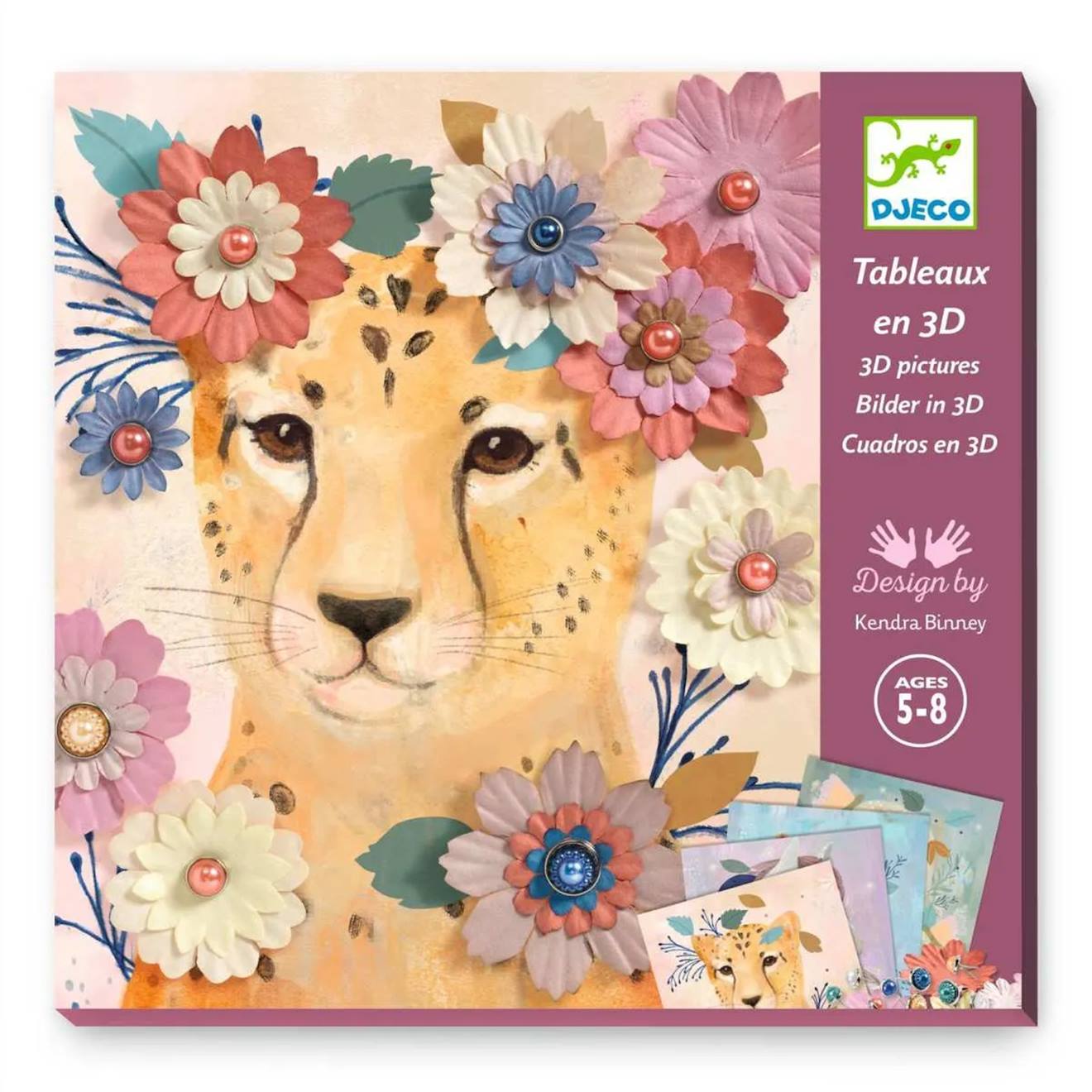 Tableaux en 3D couronnes de fleurs multicolore