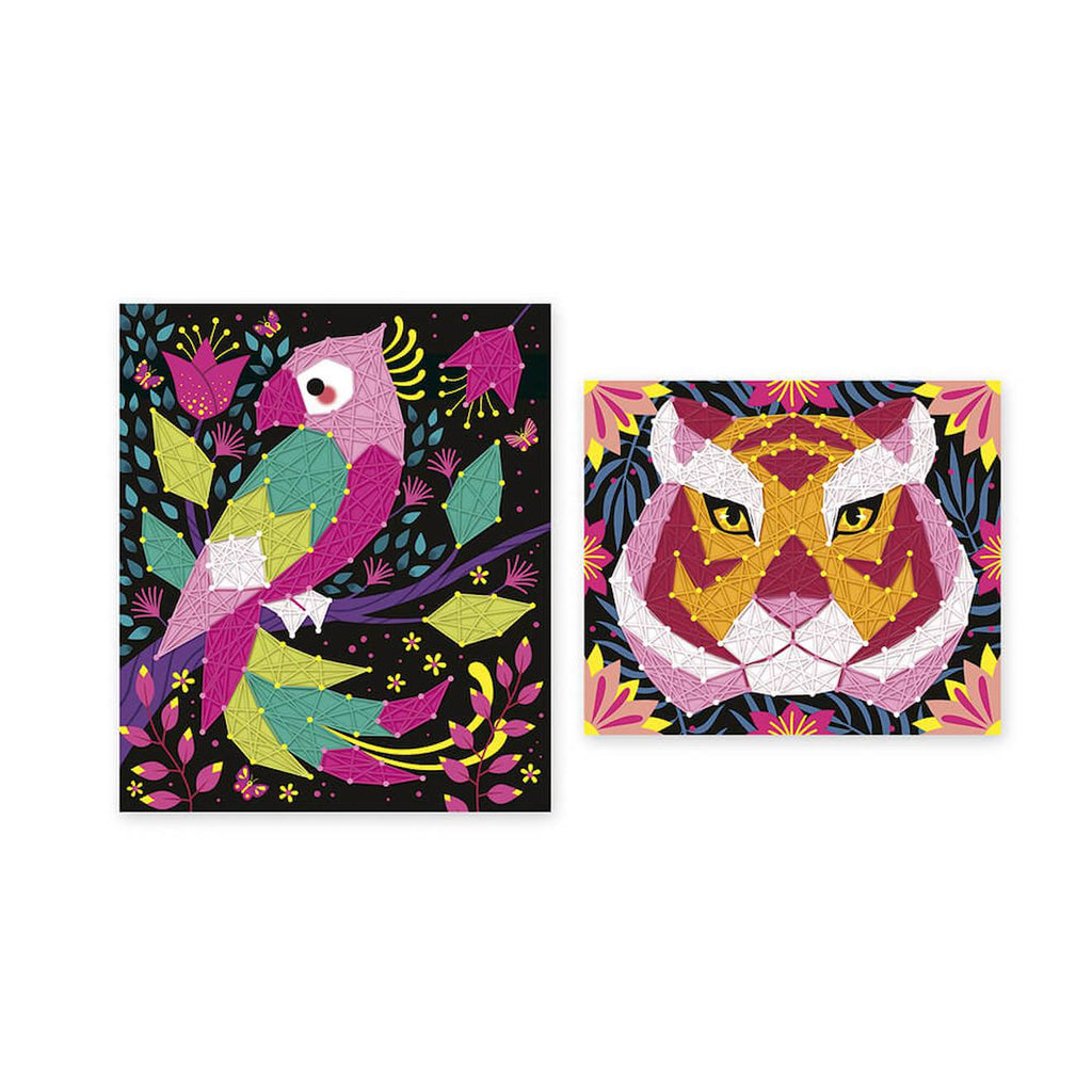 Tableaux fils tendus animaux de la jungle multicolore
