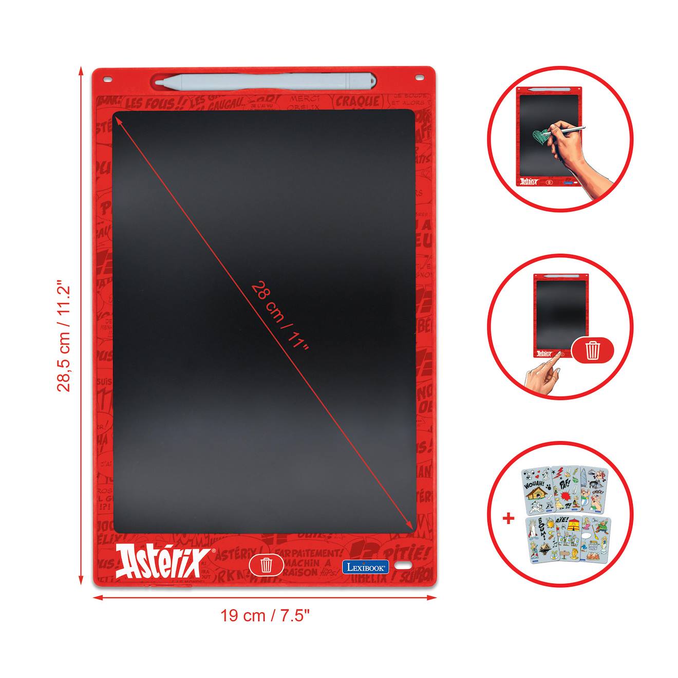 Tablette à dessins électronique multicolore astérix rouge