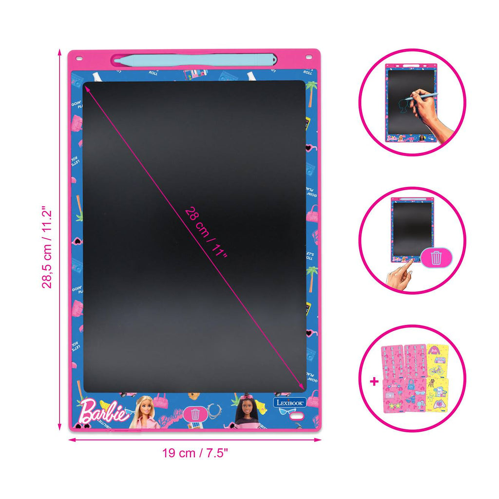 Tablette à dessins électronique multicolore Barbie rose