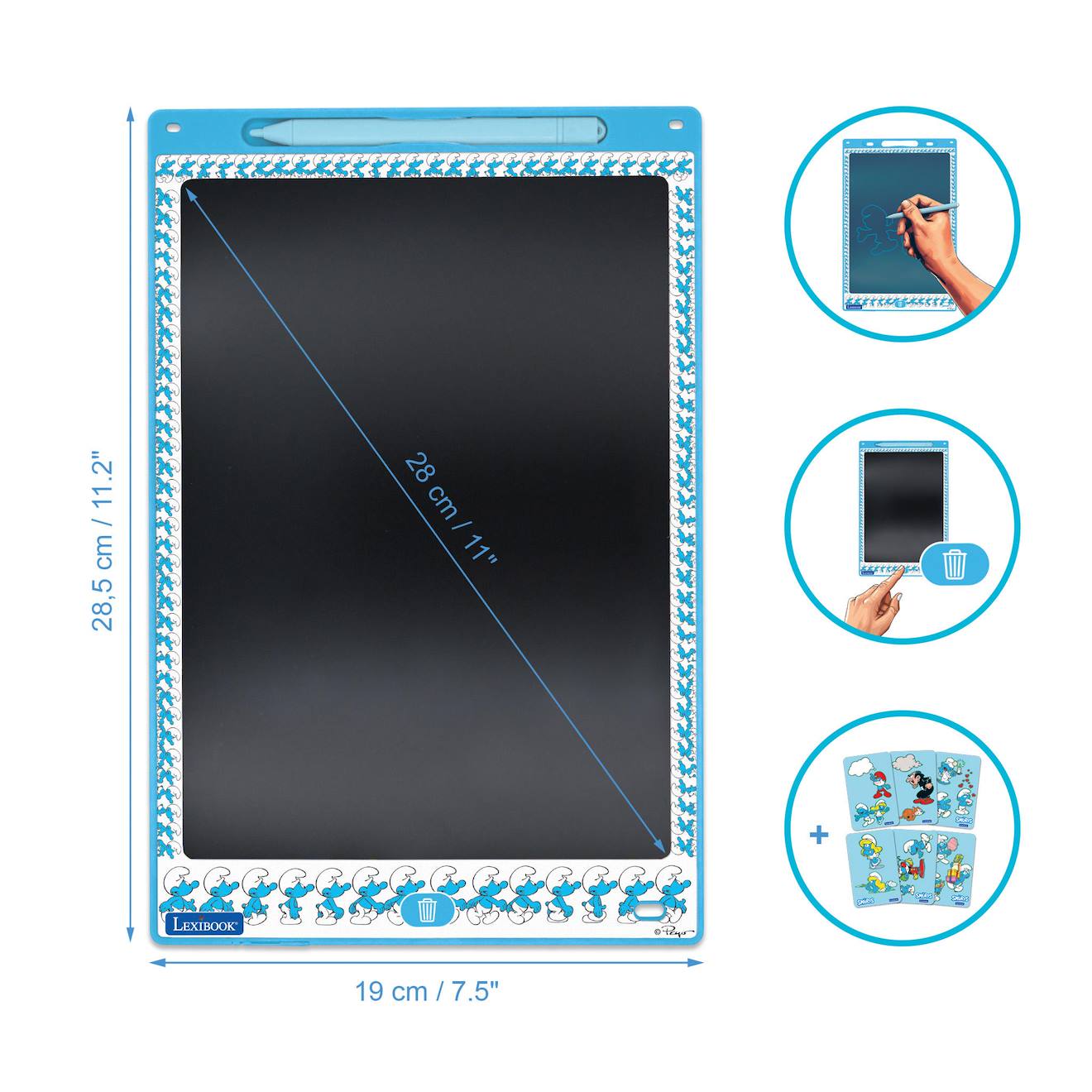 Tablette à dessins électronique multicolore schtroumpfs bleu