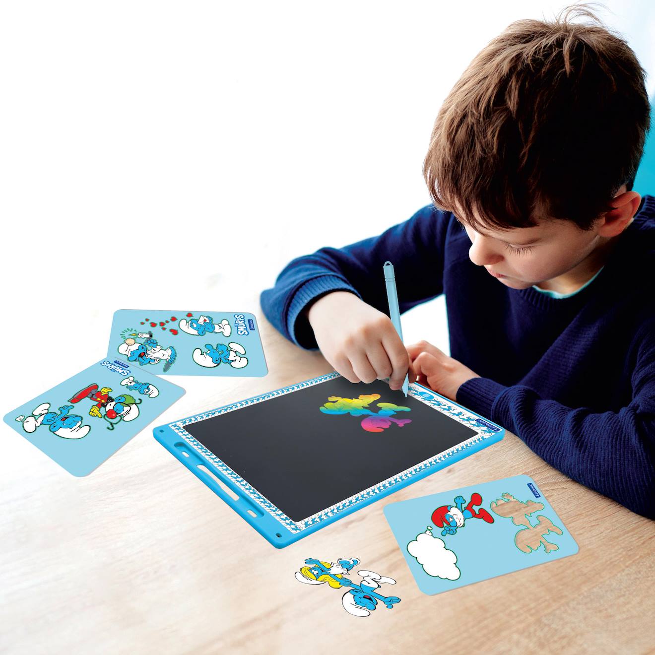 Tablette à dessins électronique multicolore schtroumpfs bleu