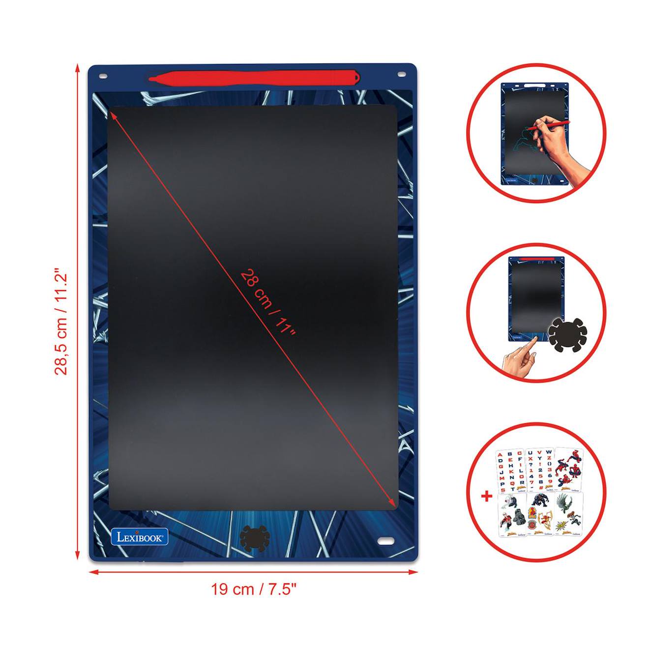 Tablette à dessins électronique multicolore Spider-Man bleu