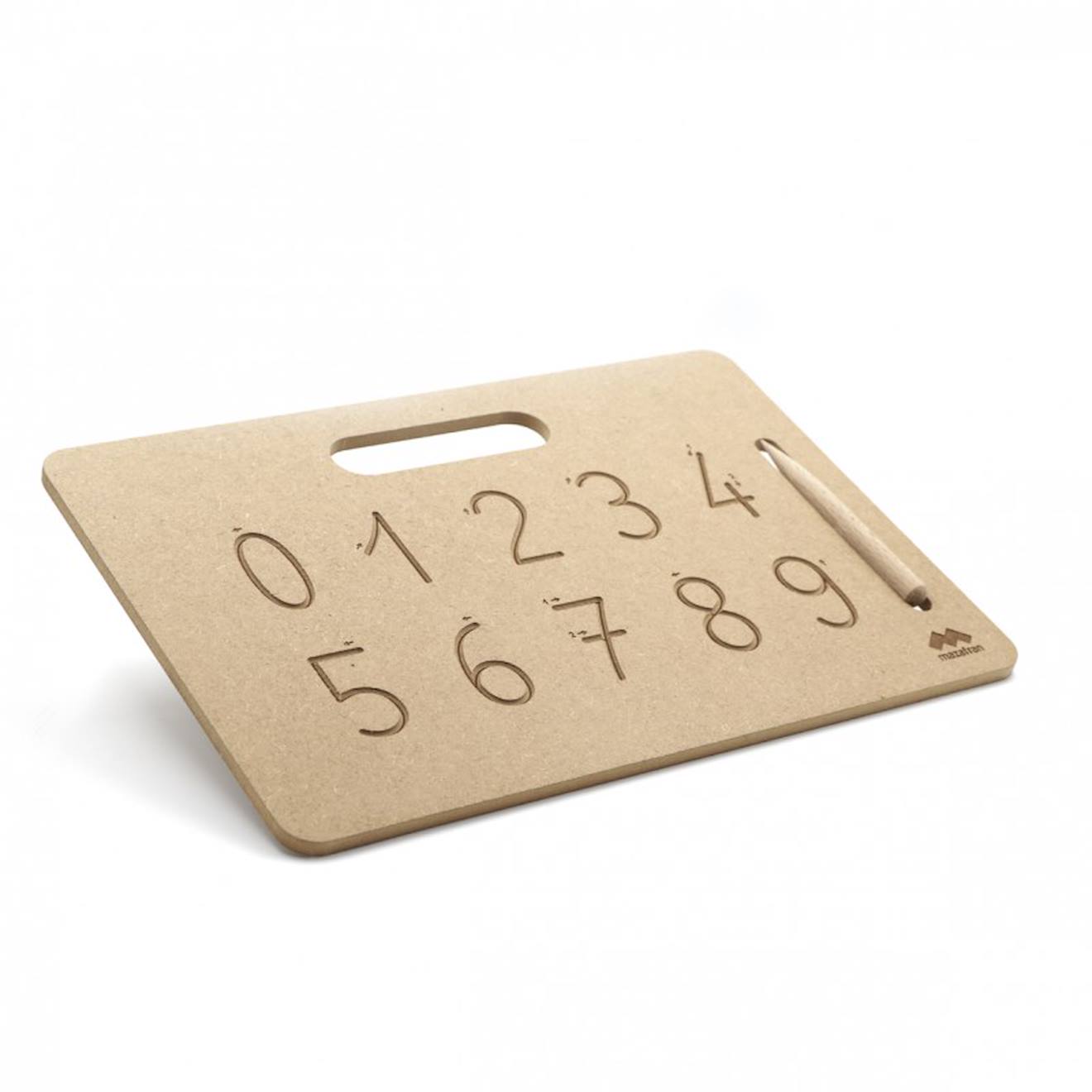 Tablette écriture chiffres montessori marron