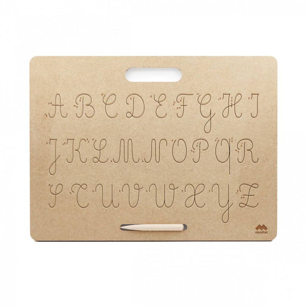 Tablette écriture majuscules cursives montessori marron