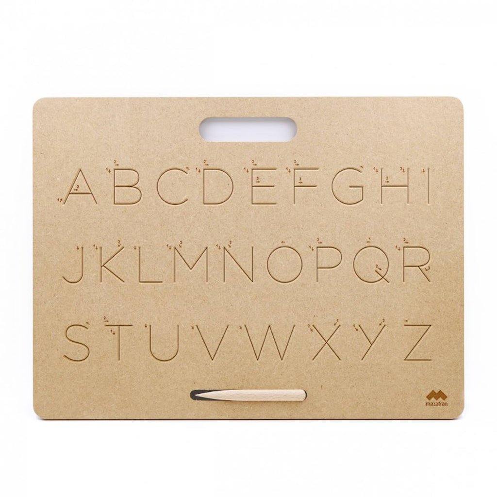 Tablette écriture majuscules scripts montessori marron