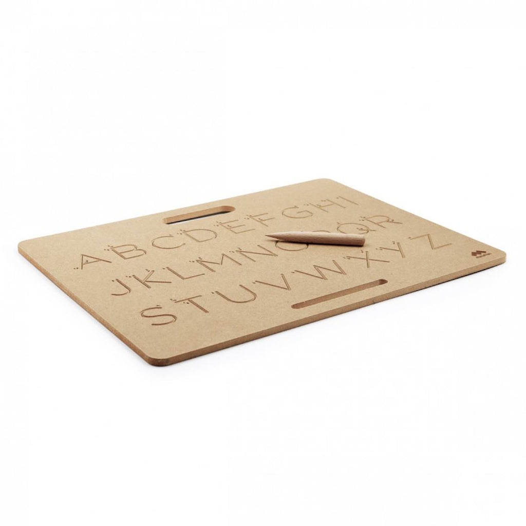 Tablette écriture majuscules scripts montessori marron