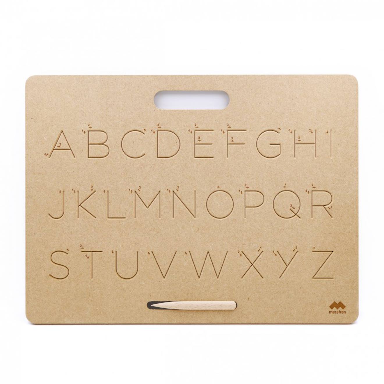 Tablette écriture majuscules scripts montessori marron