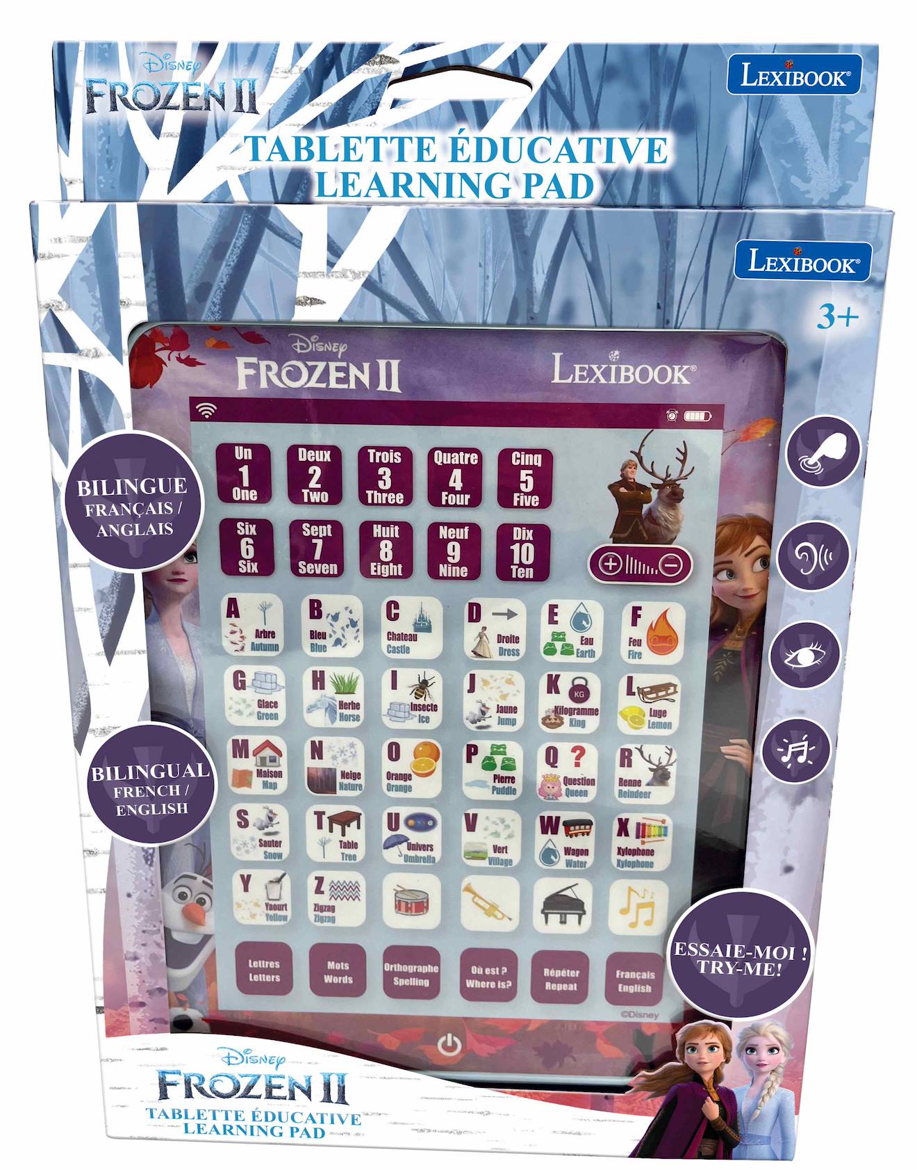 Tablette éducative bilingue La Reine des Neiges en français et en anglais multicolore