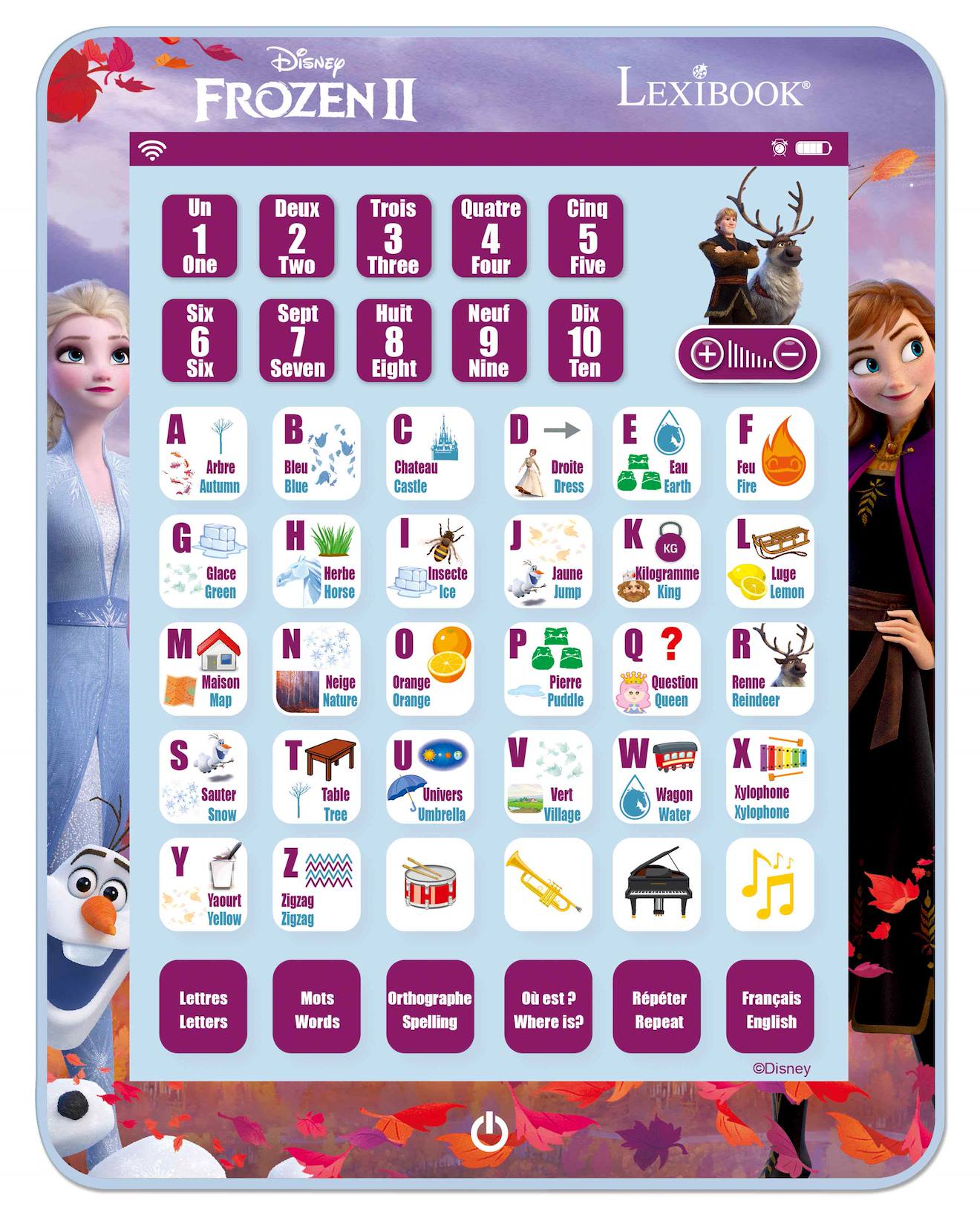 Tablette éducative bilingue La Reine des Neiges en français et en anglais multicolore